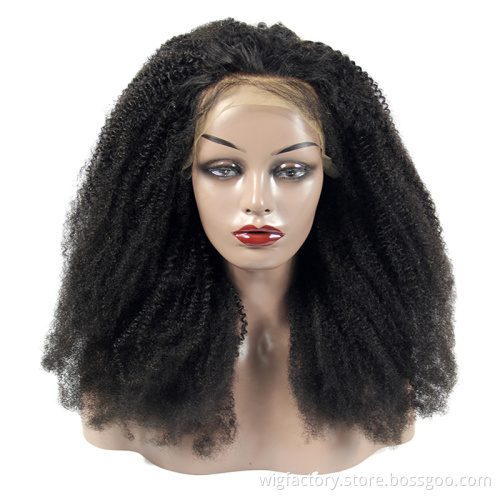 Wholesale wigs virgin hair vendor,180 density lace frontal wigs human hair curly, 4c afro kinky curly human hair lace front wigs